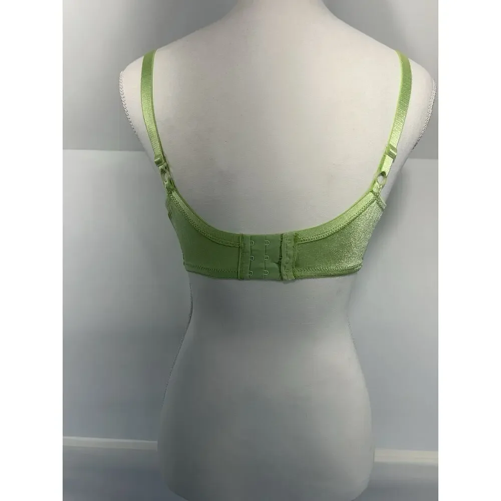 Vintage Victoria Secret Gold Label Lace‎ Bra Underwire 34DD Bright Apple Green